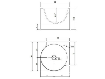 Раковина угловая 40(50,3)х40(50,3)хh37,5см, для устан.на столешн. или навесная, с д/к и и фитингом для сифона в компл., (матер. Ceramlux),  ZZ Antonio Lupi Corner Corner