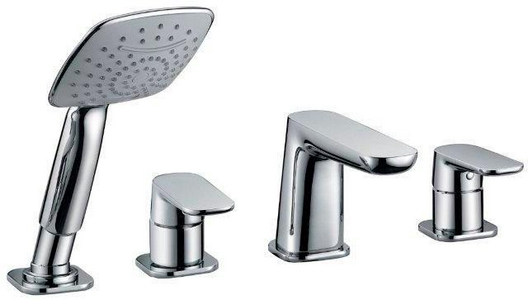 Смеситель для ванны, встраиваемый в борт, на 4 отв., душевая лейка, шланг в компл., (цв. хром),  ZZ Cezares Grace GRACE-C-BVD-01