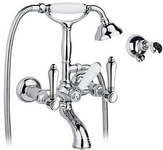Смеситель для ванны с душевым гарнитуром и доп. кронштейном д/д (цв. хром/ручки El Capitan), Nicolazzi ZZ Nicolazzi Classical luxury 1402 CR 69