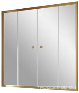 Шторка на ванну , 170x140 см, раздвижная, профиль бронза, стекло сатин ZZ Vegas Glass Z2V Z2V 0170 05 10