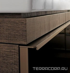 Тумба 1184хh554х504мм, полочка справа, 2 выдв. ящ, 1 внутр ящ, д/уст. с рак. арт. 123575, (цв. тёмный дуб, стекл. фр/панель чёрн цв.), креп/комп ZZ Geberit Citterio 500.562.JJ.1