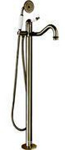 Смеситель для ванны, напольный, труба 1шт., лейка, шланг, кронштейн в компл., (цв. бронза, ручка цв. белый),  ZZ Gaia Julia RB 6360 BR