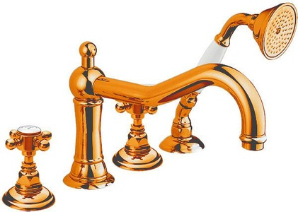 Смеситель для ванны, встраиваемый на 4 отв. (цв.бронза, ручки  Half Dome), Nicolazzi ZZ Nicolazzi Classical luxury 1449 BZ 70