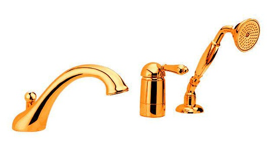 Смеситель д/в, встрав. в борт на 3 отв., лейка, шланг, кронштейн в компл., (цв. бронза, ручка El Capitan),  ZZ Nicolazzi Classico 3414 BZ 75