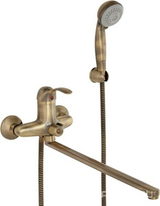 Смеситель для ванны/душа, длинный излив 350 мм, с установочным комплектом, аксессуарами, бронза XX Veragio Grazia VR.GRA-3505.BR