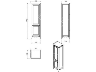 Пенал напольный 50,2х40хh172см, 2 расп.двери, петли Blum, (петли справа), 3 ст.полки, (дерево бук, цв.tortora, ручки Riflesso цв.бронза в компл.), Ver TW Collection Veronica VER2050 DX T