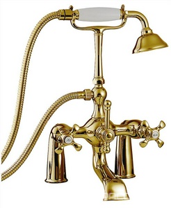 Смеситель для ванны, с душевым гарнитуром, (цв.золото),  ZZ 3M Nuova retro 4101 DD