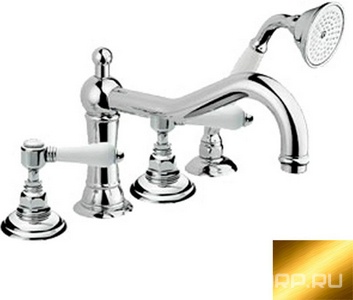 Смеситель для ванны, встраиваемый на 4 отв., (цв.гальван.золото, ручки Half Dome), Nicolazzi ZZ Nicolazzi Tradizionale 1449 GB 70