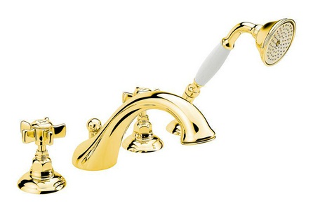 Смеситель для ванны на 4 отв. (цв. GF/золото, ручки Dames Anglaises), Nicolazzi ZZ Nicolazzi Classica 1404 GF18