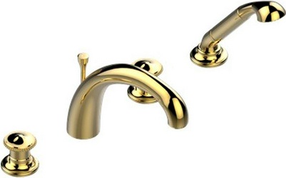 Смеситель на ванну встраив., на 4 отв., с душ.гарн., (цв. латунь (Luxbrass)) Vendome ZZ