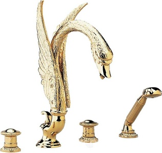Смеситель на ванну встраив., на 4 отв., с душ.гарн., (цв. золото (Dore))  ZZ THG Cygne G31-F01-00112BSG