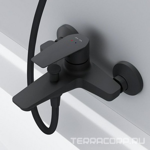 Смеситель для ванны/душа  излив 175мм, БЕЗ аксессуаров, цв.черный AMPM Gem F90A10022