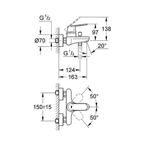 Смеситель для ванны, однорычажный, без душ.гарнитура, хром Grohe Eurosmart Cosmopolit 32831000