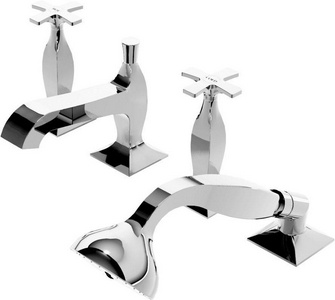 Смеситель для ванны, встраив. в борт, на 4 отв., ручки "Крест", с душевым гарнитуром, (цв.хром),  ZZ Zucchetti Bellagio ZB1441