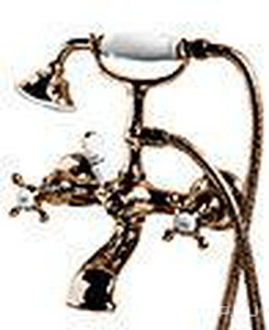 Смеситель для ванны, настенный, лейка, шланг в компл., (цв. латунь)  ZZ Devon & Devon Austin UTAU933