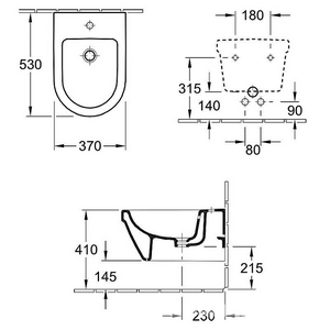 Биде подвесное, 370х530мм, круглая модель, (цв. 01 white),  Villeroy & Boch Architectura 54840001