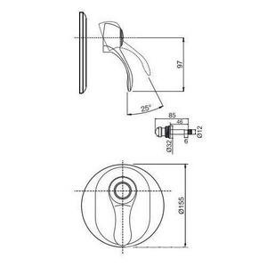 Смеситель для душа, встраиваемый в стену, с переключателем, (БЕЗ внутр.части арт.F3000), (цв. бронза),  ZZ Fima Carlo Frattini Lamp F3309Х2BR