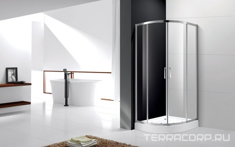 Душ. уголок 900х900хh1950мм, 1/4 круга, R550мм, 2 расп.двери, вход 730мм, с 2-мя неп.сегм., (стек/проз. антикальц. покр., 6мм, фурн/хром), ZZ Cezares Crystal CRYSTAL-R-2-90-C-Cr-IV