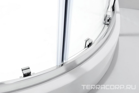 Душ. уголок 900х900хh1950мм, 1/4 круга, R550мм, 2 расп.двери, вход 730мм, с 2-мя неп.сегм., (стек/проз. антикальц. покр., 6мм, фурн/хром), ZZ Cezares Crystal CRYSTAL-R-2-90-C-Cr-IV