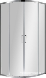 Душ. уголок 900х900хh1950мм, 1/4 круга, R550мм, 2 расп.двери, вход 730мм, с 2-мя неп.сегм., (стек/проз. антикальц. покр., 6мм, фурн/хром),Crystal ZZ