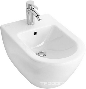 Биде подвесное 375х565мм, с 1 отв.д/смес., крепёж в компл., (цв. R2 Star white ceramicplus),  ZZ Villeroy & Boch Subway 2.0 540000R2