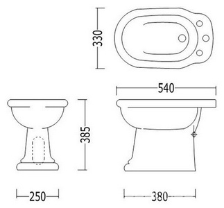 Биде, 3 отв. д/смес.,  ZZ Devon & Devon New Etoile IBBID(3)FNET