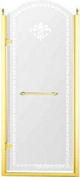 Дверь в нишу 900хh2166мм, "Левая" петли слева, (стекло прозрачное с матовым узором, 8мм, фурнит. цв.золото), Retro XX
