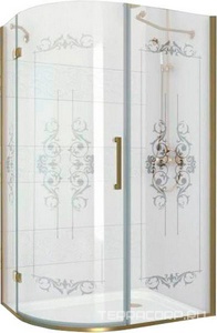 Душ.угол.1200х900хh1950мм,R550,ассиметрич, "Правая" (петли слева),вход 730мм,(стек.8мм, матов.с прозр.рис, фурн. цв.зол.),Magic-RP ZZ Cezares Magic-Royal Palce MAGIC-RH-1-120/90-ROYAL PALACE-PP-G-R