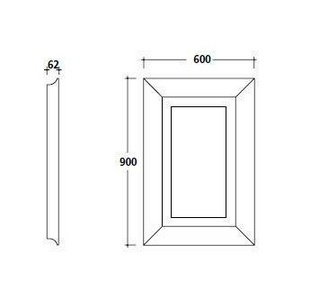Зеркало 60хh90см, (не реверсивное), со встроенной подсветкой, (рамка дерево цв.  лак),  ZZ Galassia Ethos 8485NE