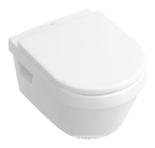 Унитаз подвесной, 370х530мм, с открытой кромкой смыва, (без сиденья), круглая модель, (цв. R1 белый ceramicplus),  ZZ Villeroy & Boch Architectura 5684R0R1