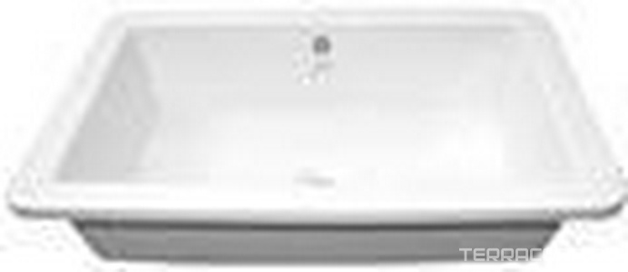 Раковина встраиваемая в столешницу снизу, прямоугольная 595х435хh170мм, без отв. д/смесит., с переливом, крепёж, шаблон в компл.,  Ideal Standard Strada K077901