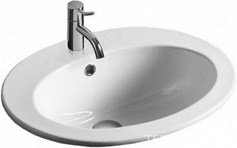 Раковина врезная 53х45cм, с 1 отв. д/смес., с переливом, (цв. белый), Desmo ZZ Simas Универсал S 52