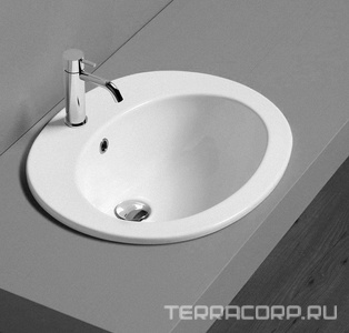 Раковина врезная 53х45cм, с 1 отв. д/смес., с переливом, (цв. белый), Desmo ZZ Simas Универсал S 52