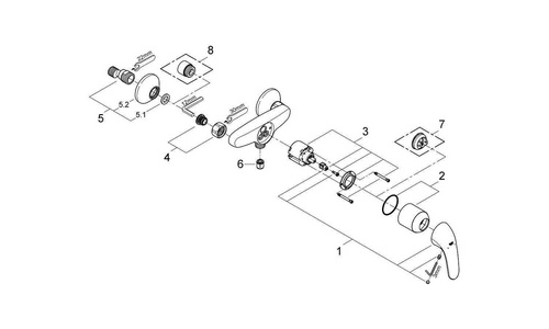 Смеситель для душа, однорычажный, БЕЗ душ.гарн., хром Grohe Euroeco 32740000