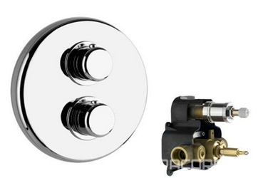 Смеситель для душа, термостат, встраиваемый в стену, на 1 выход, внешняя часть без встраив. арт.09254, (цв. хром шлифован.), Goccia XX