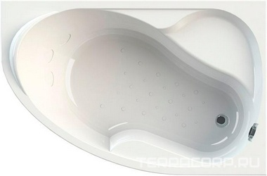 Ванна акриловая "АМЕЛИЯ", 1600х1050, правая, смеситель/излив "Бриз/Ниагара", декорат. молдинг хром, слив-перелив и каркас в компл. XX