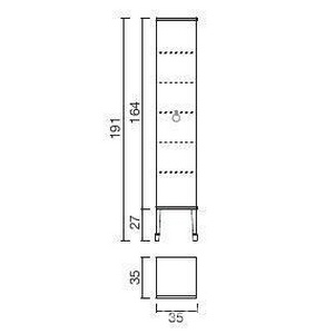 Шкаф (пенал) напольный 35х35хh191см, с 1 дверью, петли слева, (цв. Bianco Opaco / золото),  ZZ Oasis Lutetia 0LTCL1911A SX G150 ORO
