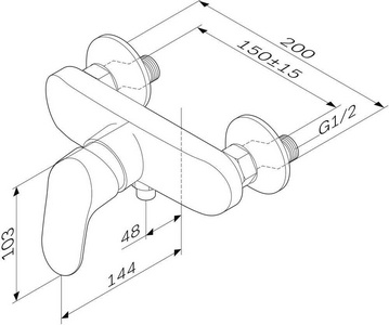 Смеситель для душа , с установочным комплектом, БЕЗ аксессуаров, хром XX AMPM Like F8020016
