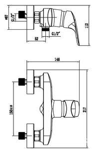 Смеситель для душа , с установочным комплектом, БЕЗ аксессуаров, хром XX AMPM Like F8020016