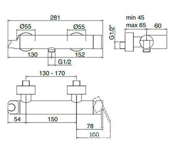 Смеситель для душа, (цв. хром),  ZZ 3M Ran 2256 CC