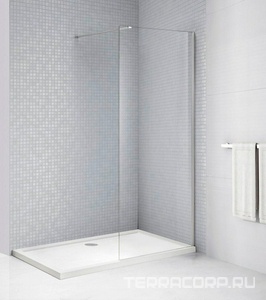 Душевая перегородка 1000хh1950мм, правая/левая, (стекло прозрачное 8мм, поперечный кронштейн 700-1050мм, фурнит. цв.хром),  ZZ Cezares Liberta LIBERTA-L-1-100-C-Cr