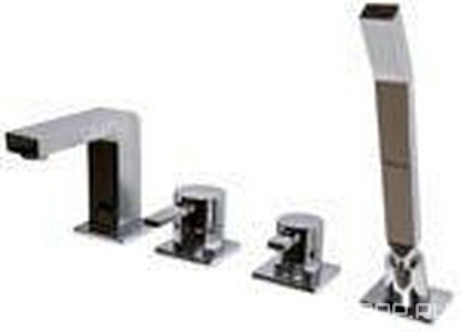 Смеситель для ванны, встраиваемый в борт ванны, с душ. гарнитуром на 4 отверстия, (цв.хром), STAUBBACH ZZ Thermolux Staubbach H 87318