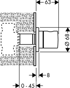 Запорный вентиль, S, CM, 1/2 / 3/4, нешняя часть внешняя часть без скрытой арт.15973180 / 15974180 / 15970180, (цв.хром), HG ZZ Hansgrohe Универсал 15972000
