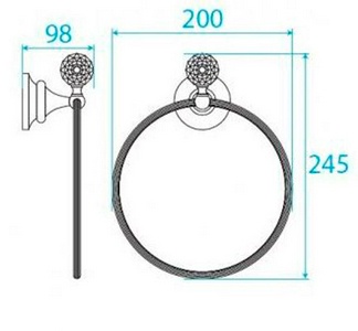 Полотенцедержатель-кольцо, (цв.золото, Swarovski),  ZZ Cezares Olimp OLIMP-RN-03/24-Sw