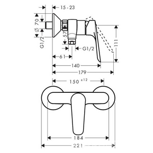 Смеситель для душа, (цв.хром),  ZZ Hansgrohe Logis E 71602000