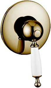 Смеситель для душа, встаиваемый в стену, (цв. золото, ручка цв. белый),  ZZ Gaia Canterbury RB 6330 OR