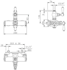 Термостат  для душевой стойки (цв.Tuscan brass темная бронза, ручки ), Nicolazzi ZZ Nicolazzi Half Dome 4917 TB 70