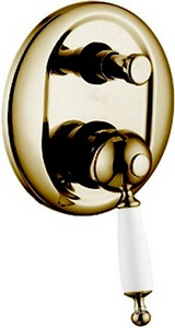 Смеситель для душа, встаиваемый в стену с переключателем, (цв. бронза, ручка цв. белый),  ZZ Gaia Canterbury RB6372 BR