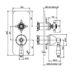 Смеситель для душа, встраиваемый в стену, с переключ. на 3 потреб., (внешняя часть, БЕЗ внутренней части арт.F3000), (цв. бронза),  ZZ Fima Carlo Frattini Herend F5409X6BR