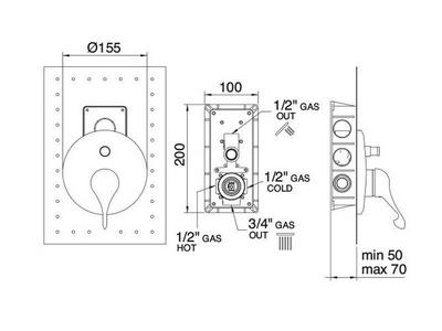 Смеситель для душа, встраиваемый в стену, с переключателем, встраив.часть в компл., (цв. бронза),  XX 3M Piccadilly 2149 UU